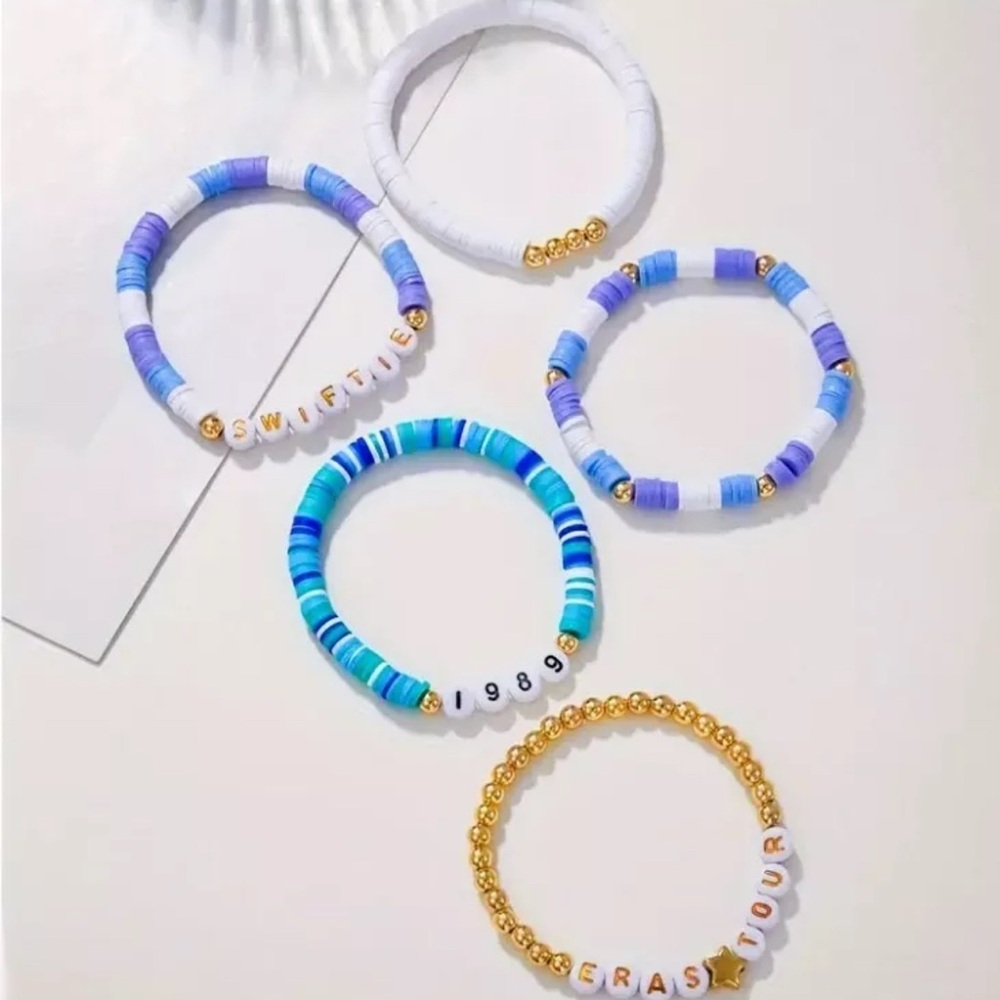 Taylor Swift Eras Tour 5 BRACELET SET & 10 FREE Stickers Friendship Bracelet